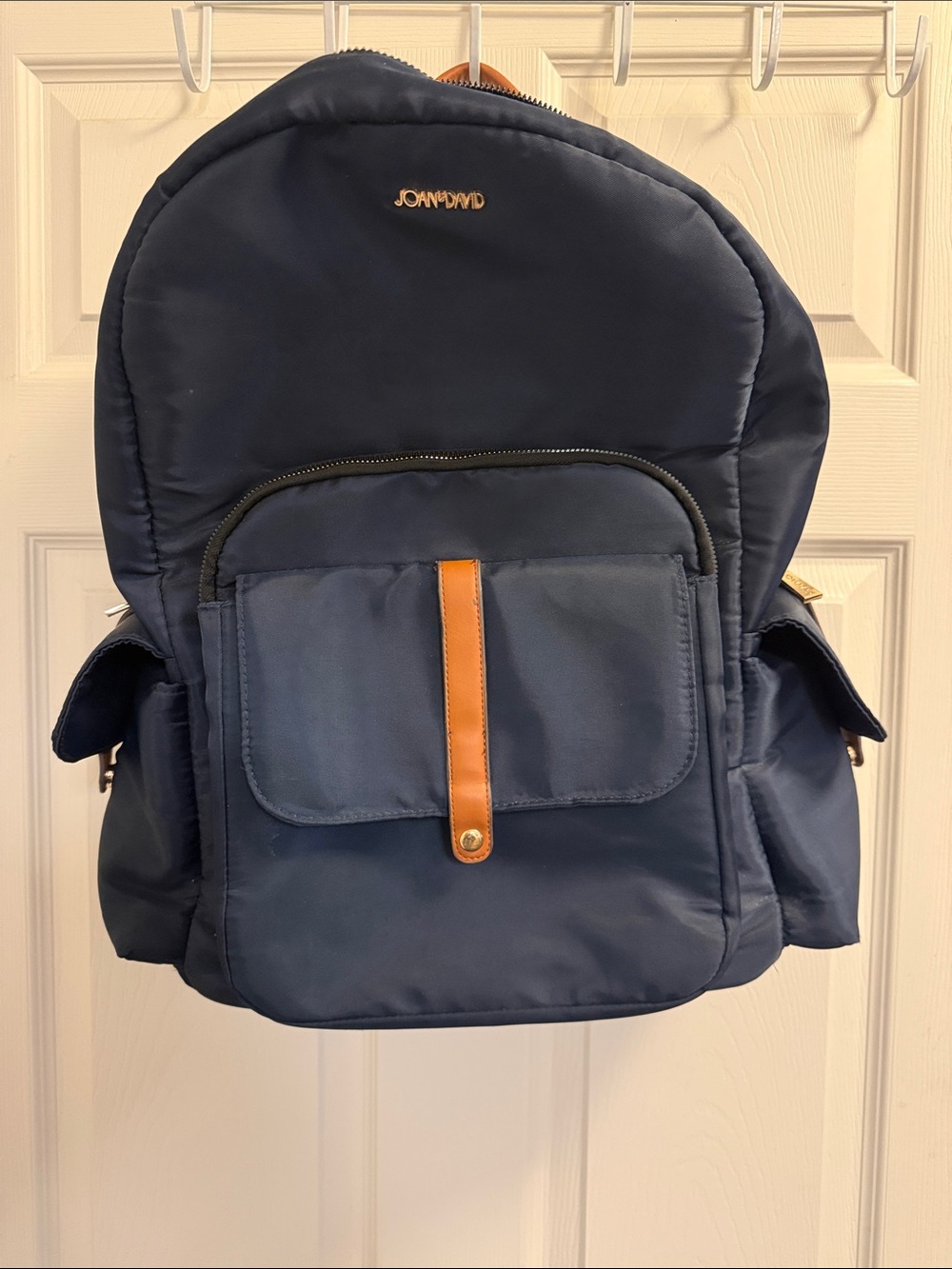 Joan & David Navy Backpack with Tan Trim